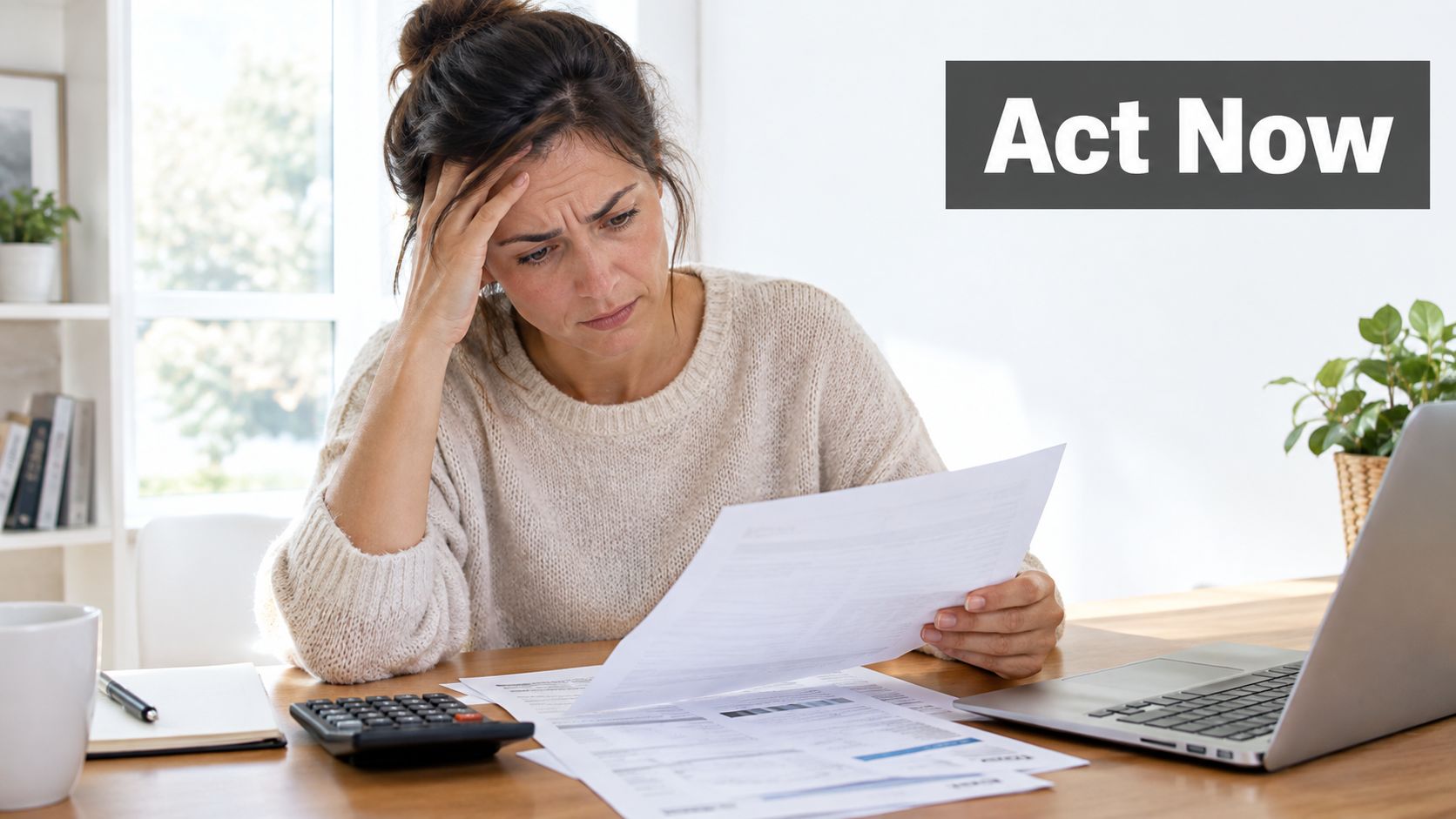A stressed woman reviews financial documents at a desk, highlighting potential issues with broker dealer fraud.
